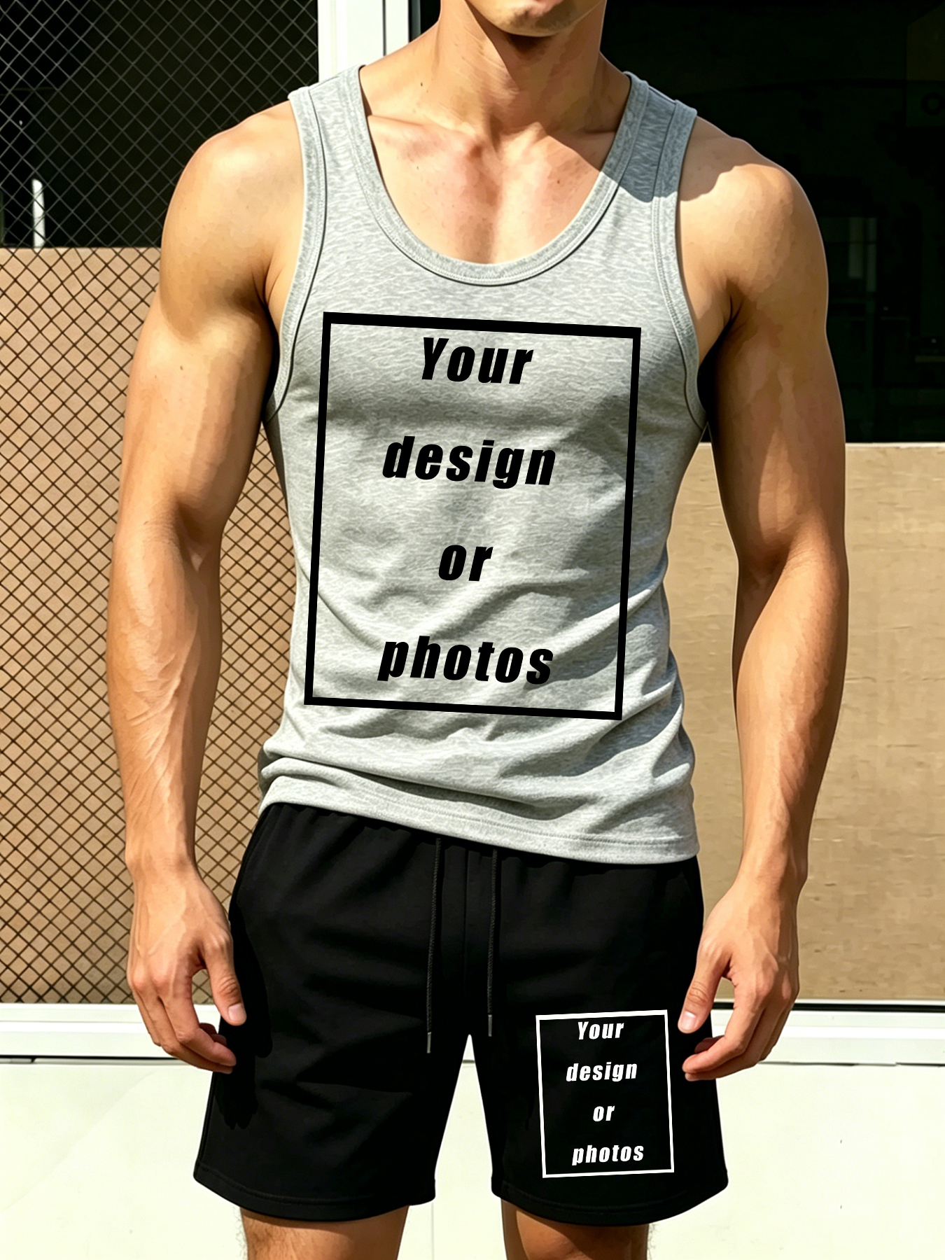 Mens Fashion Vest - Men's Sports Tank Top Set Shorts
