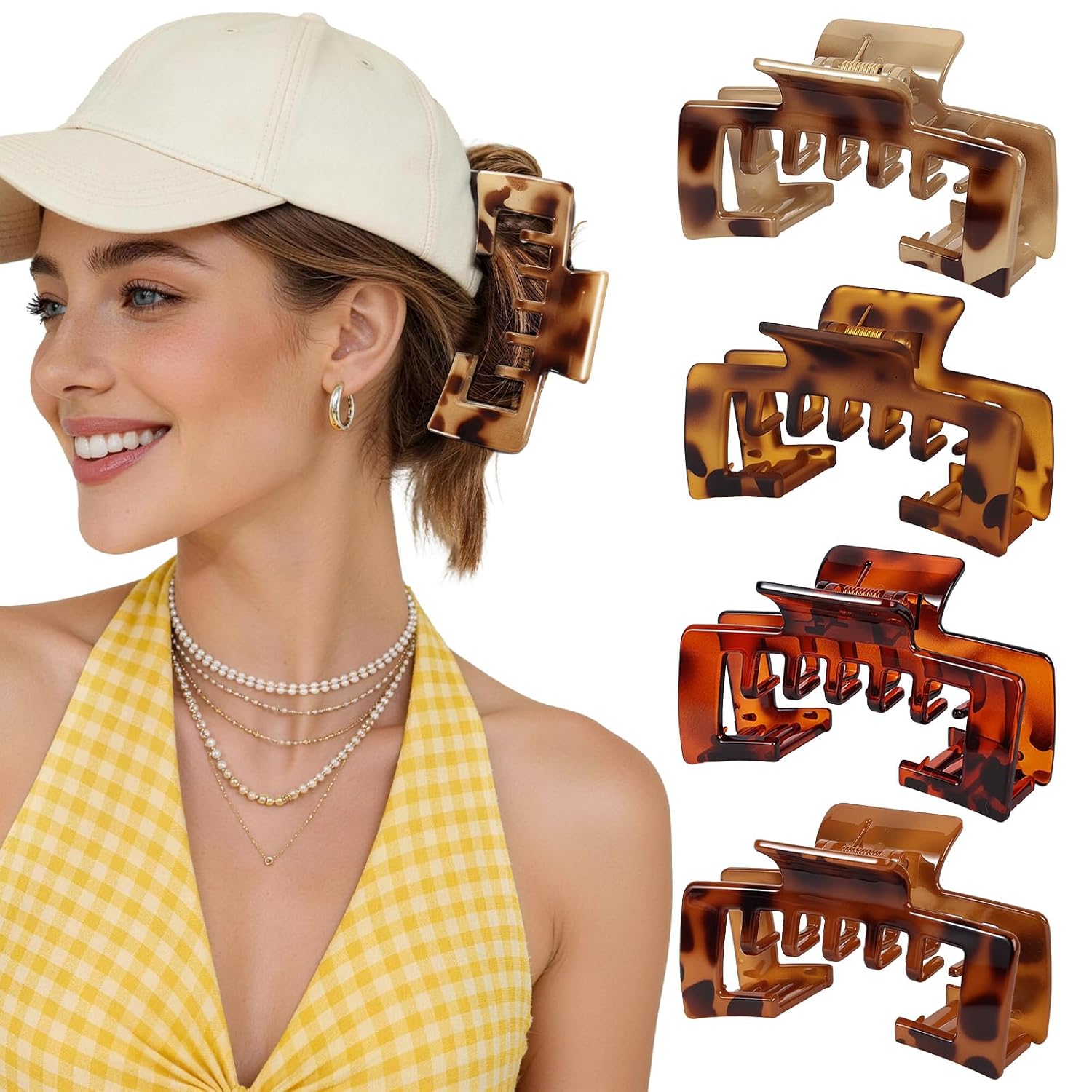 Trucker Hat Cap - 1 PC Large Hair Clips for