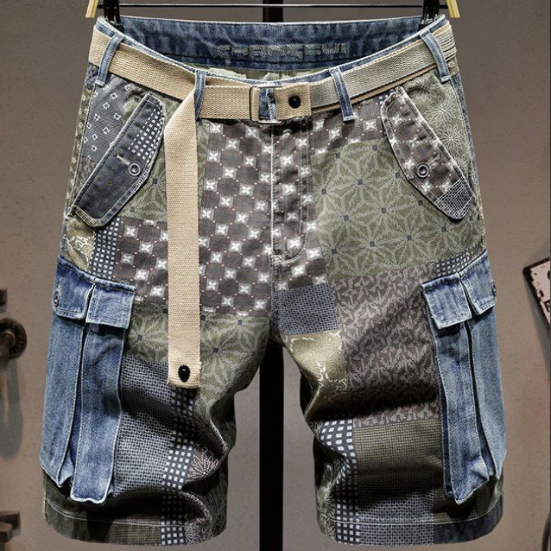 Xl Men'S Fashion - Graphic Man Denim Shorts Multi Color