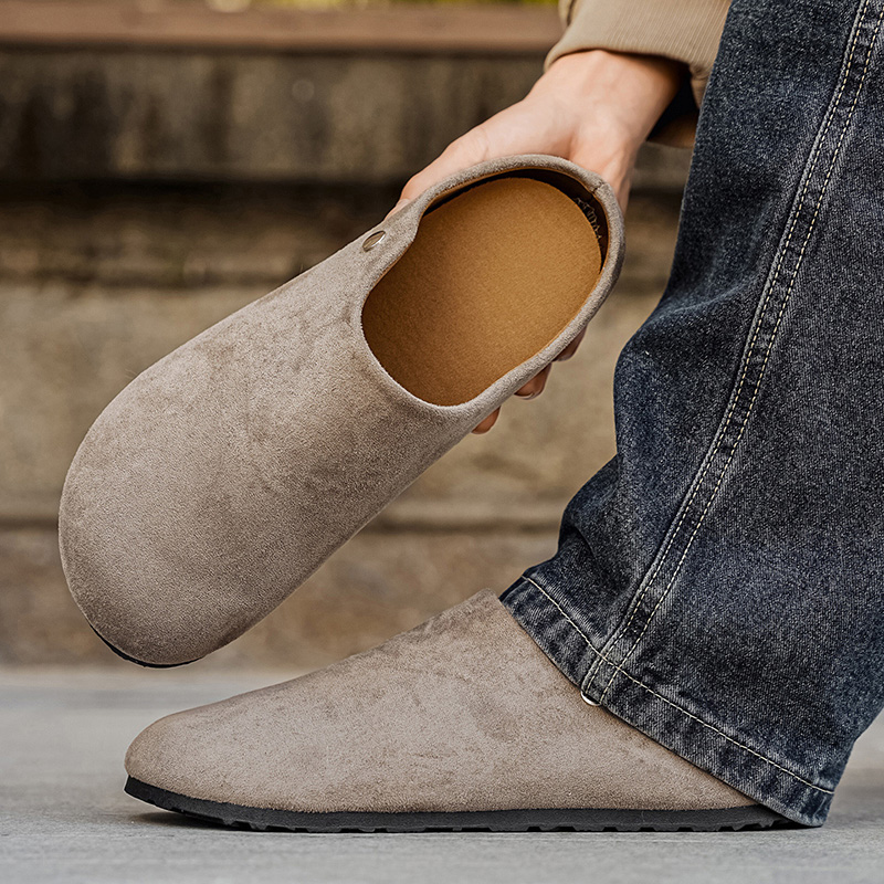 Men Suede Leather Slippers Mul - Mens Fashion Mullet incelemesi ve fiyatı