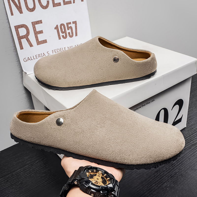 Men Suede Leather Slippers Mul - Mens Fashion Mullet incelemesi ve fiyatı