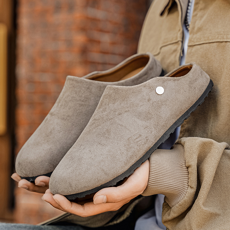 Men Suede Leather Slippers Mul - Mens Fashion Mullet incelemesi ve fiyatı