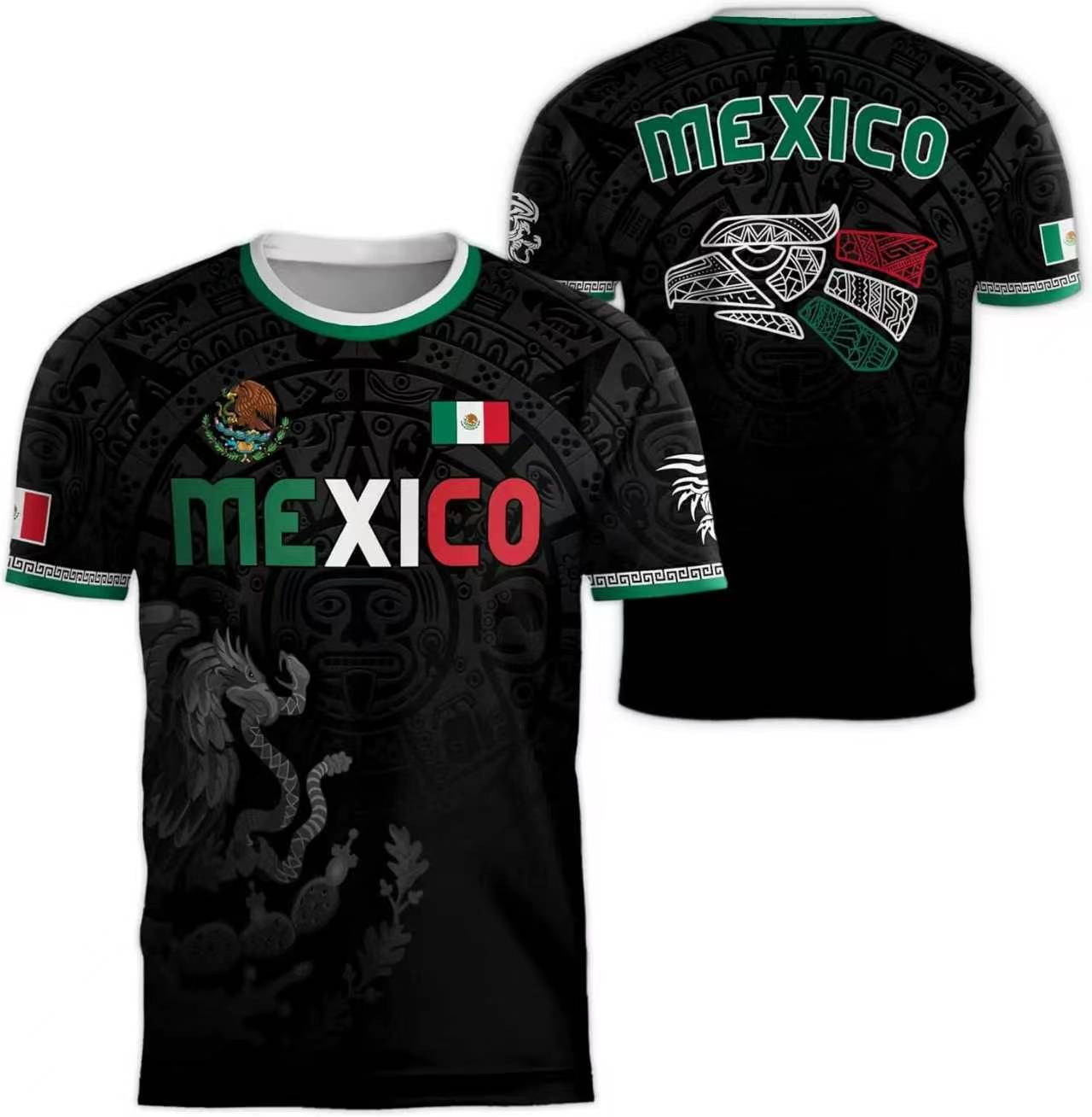 3D Printed Mexico Flag T-Shirt - Mens Fashion Mexico incelemesi ve fiyatı