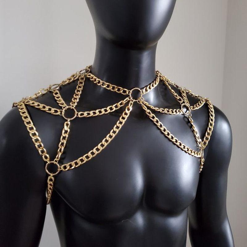 Punk Men Shoulder Body Chain B - Men'S Fashion Gold Chain incelemesi ve fiyatı