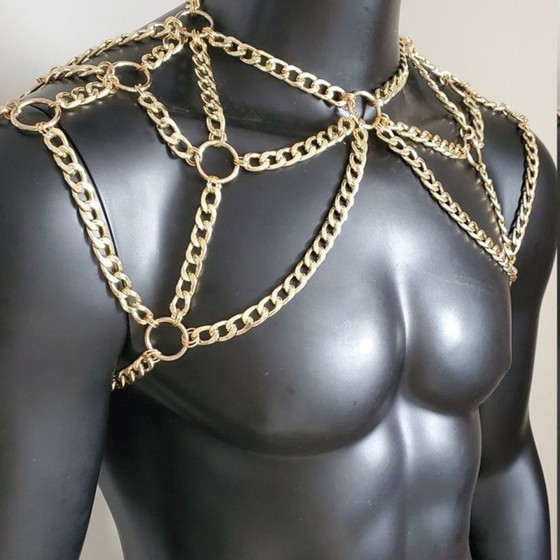 Punk Men Shoulder Body Chain B - Men'S Fashion Gold Chain incelemesi ve fiyatı