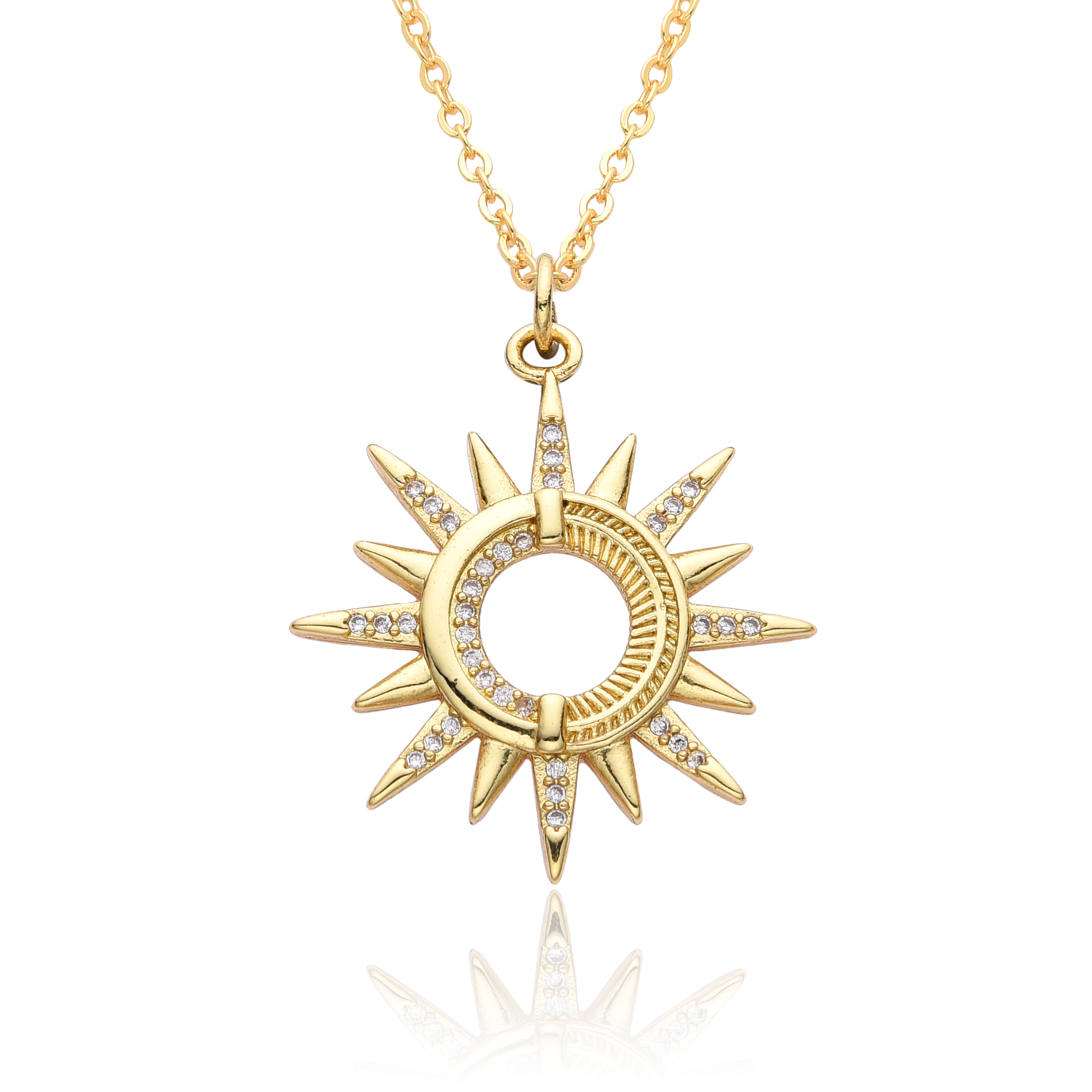 Y2K Gold Color Solar Sun Charm - Men'S Fashion Gold Chain incelemesi ve fiyatı