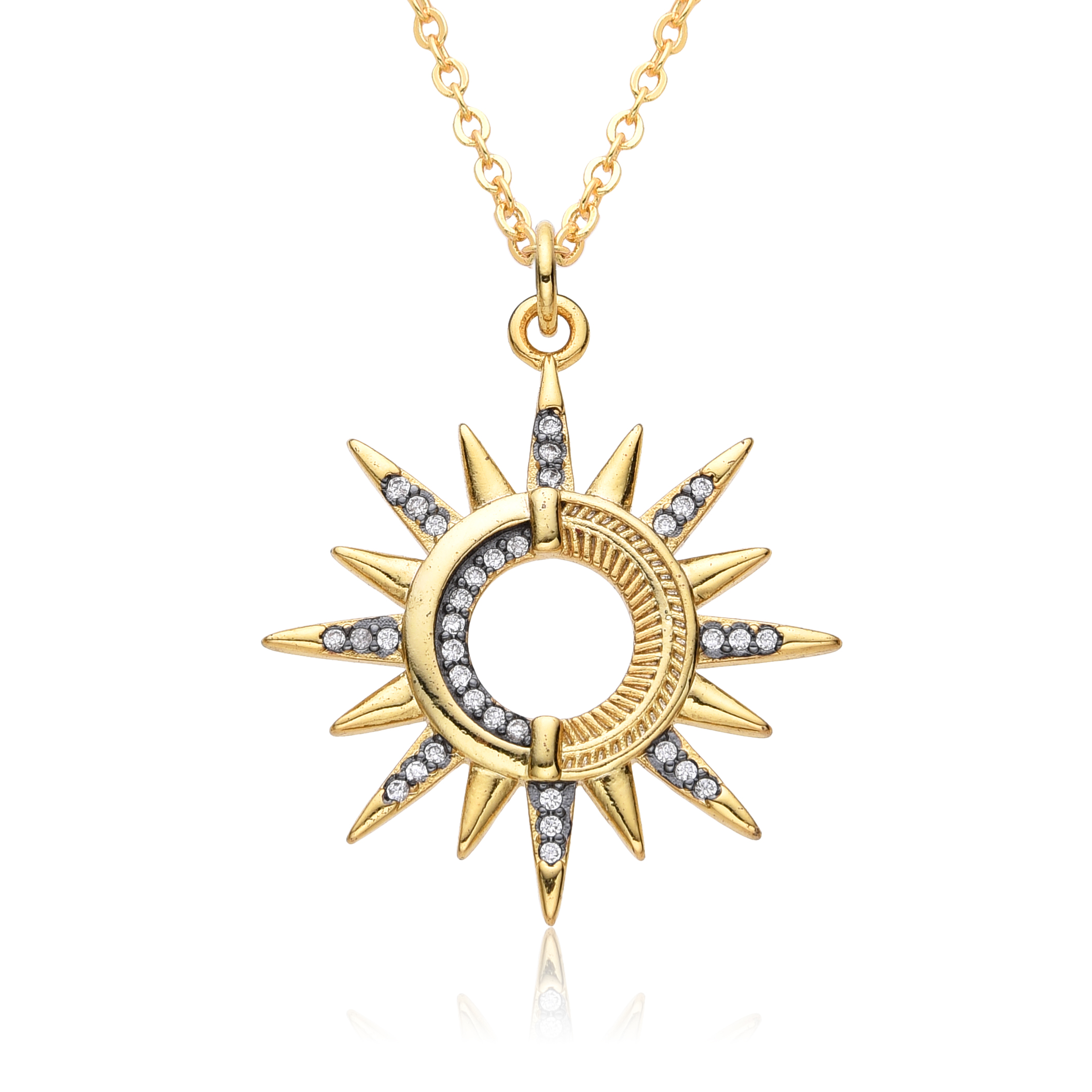 Y2K Gold Color Solar Sun Charm - Men'S Fashion Gold Chain incelemesi ve fiyatı