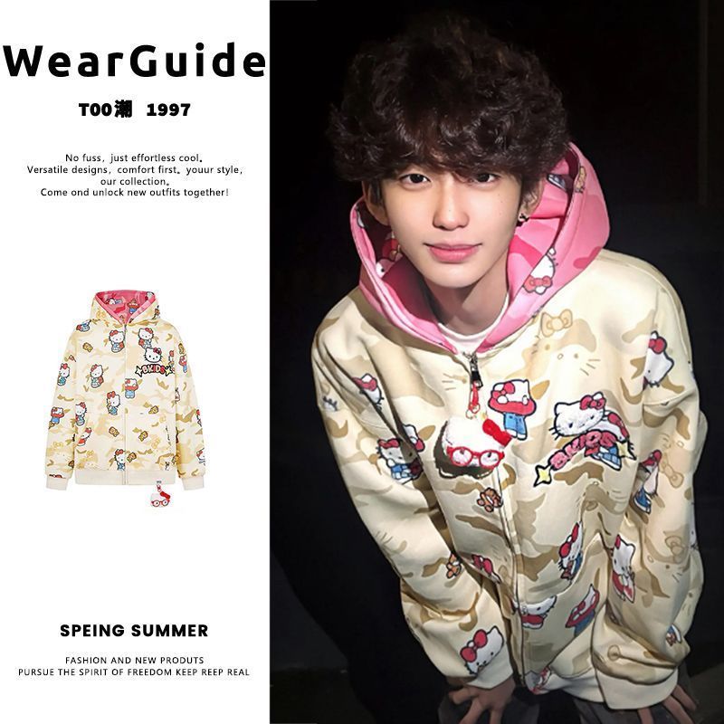 Ins New Hello Kitty Bapes Camo - Jacket Mens Fashion incelemesi ve fiyatı